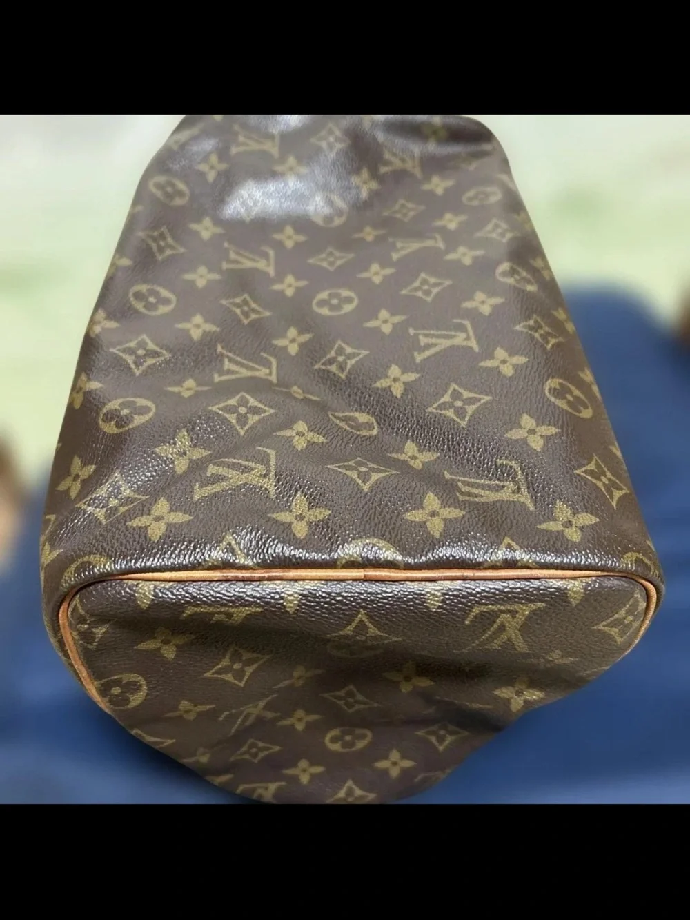 Louis Vuitton Brown Monogram Canvas Satchel with Tan Leather Handles